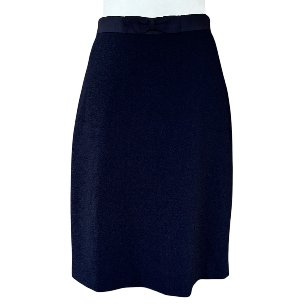 Hobbs Invitation Black Textured Pencil‎ Skirt Womens 12 Bow Office Siren Capsule